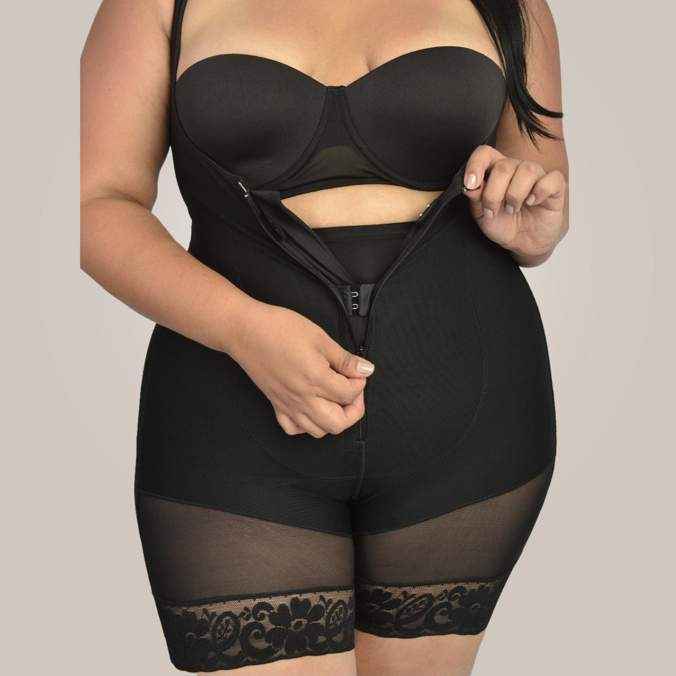 Compression Shapewear: Bodysuit - zipper and hooks