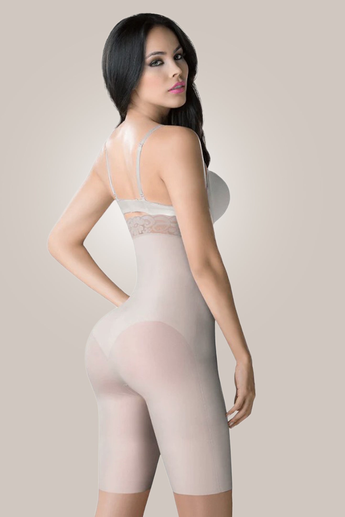 Woman wearing High Waist Shapewear Shorts - back view