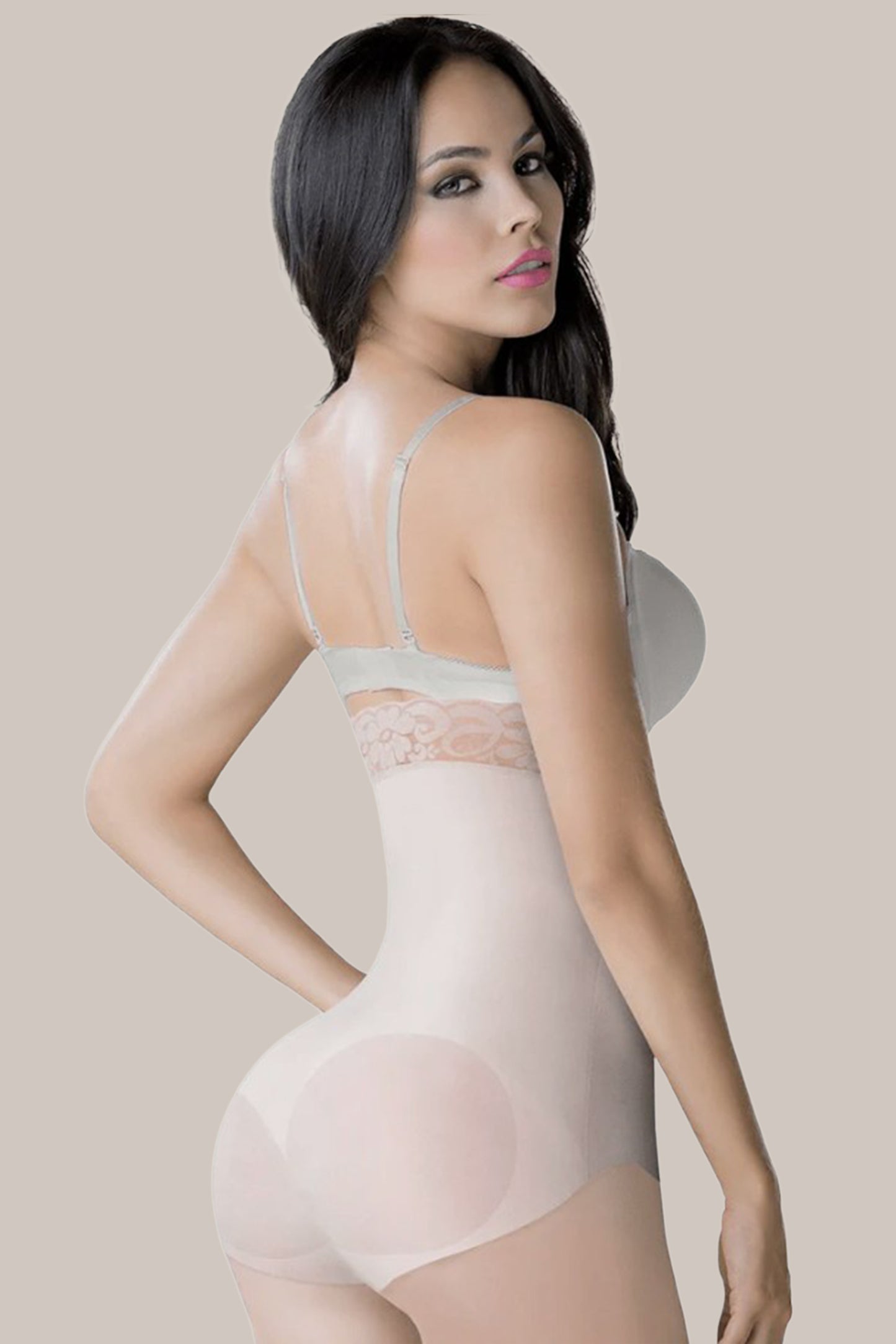 Woman wearing a Strapless Bodysuit Shaper - back view
