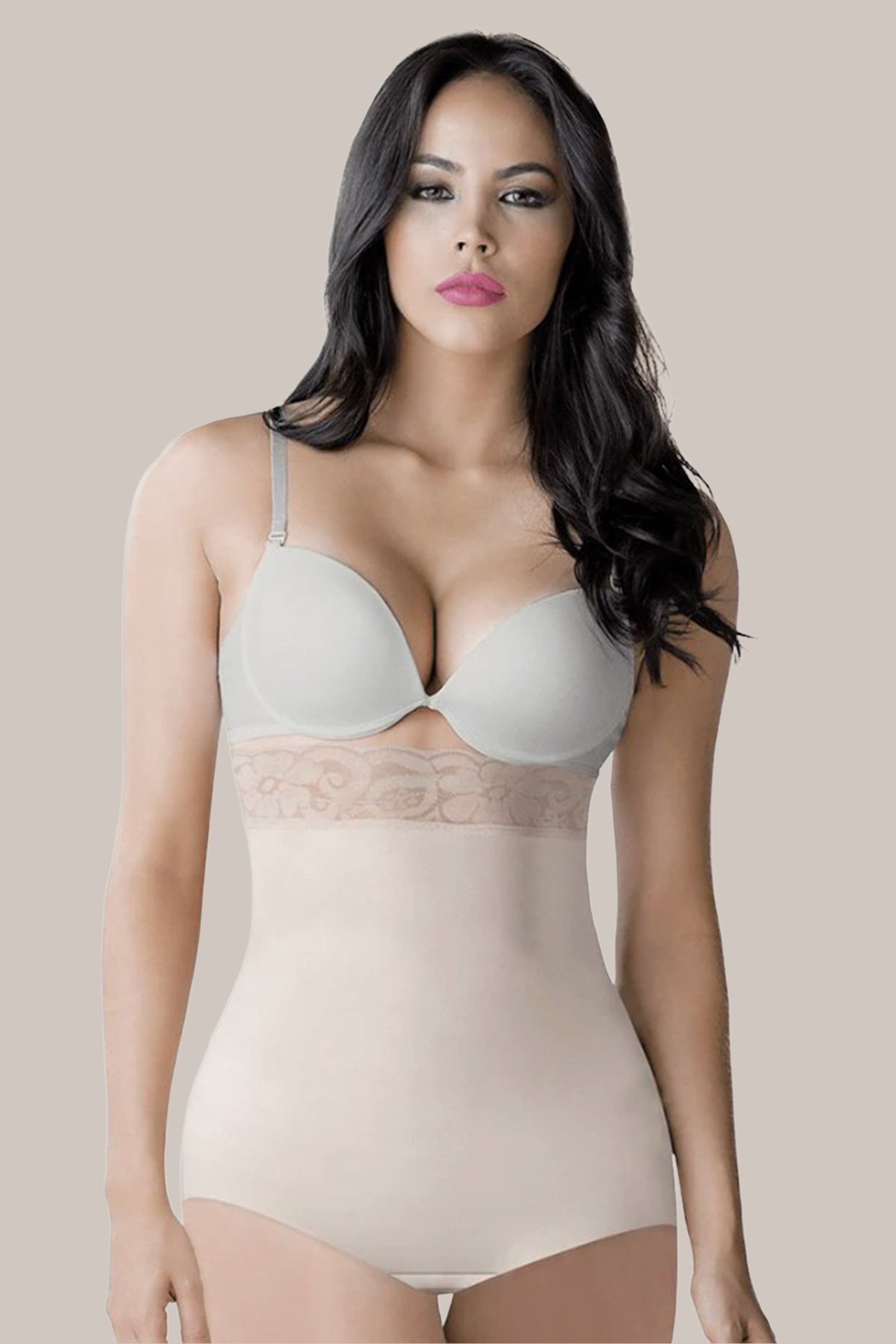 Woman wearing Strapless Bodysuit Shaper - front