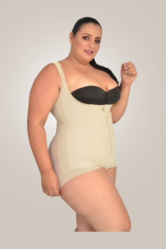 Plus size shapewear | tummy control bodysuit - front