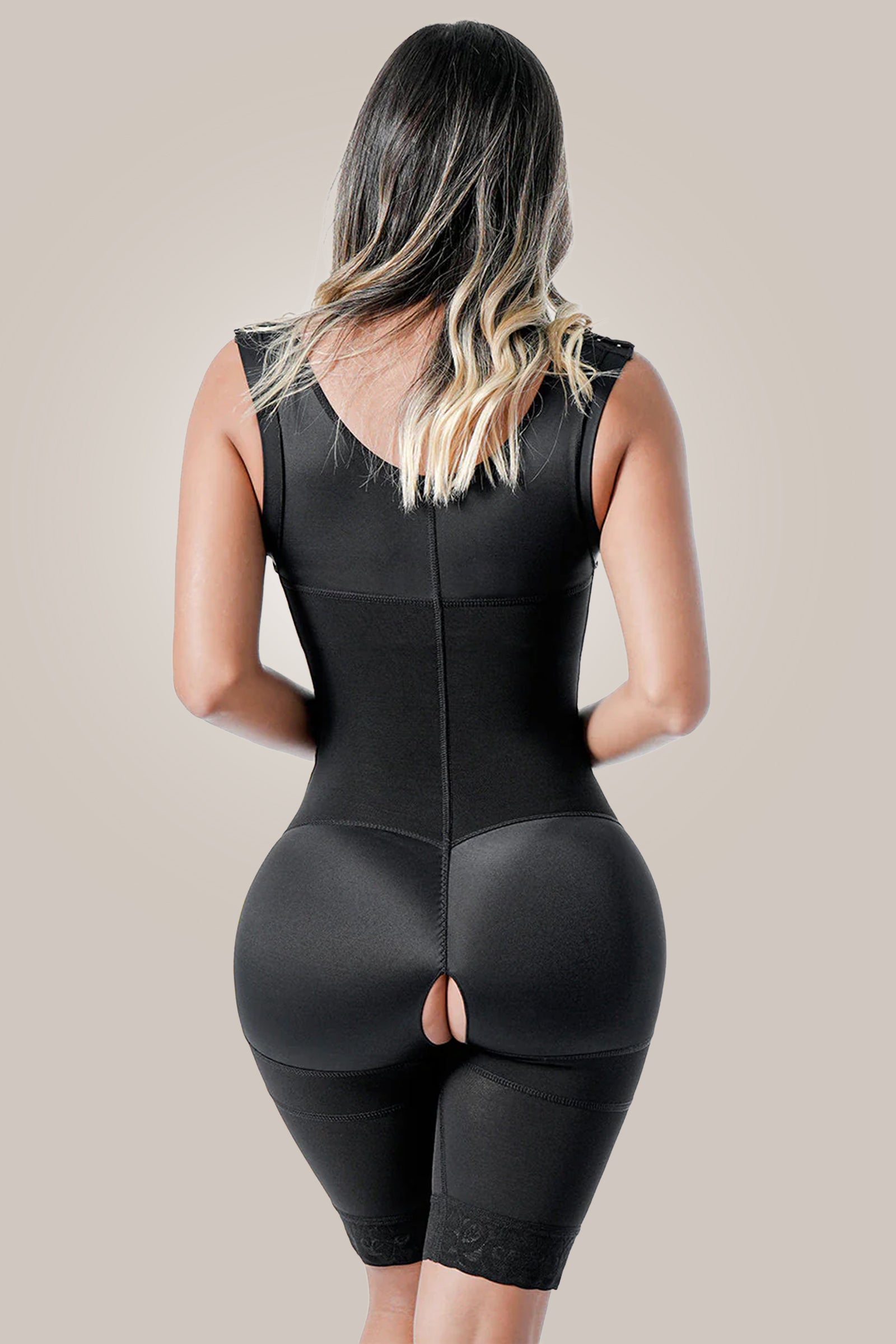 Postpartum Faja black - back view on model