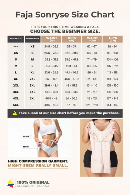 Size_Chart - Faja Sonryse Shapewear