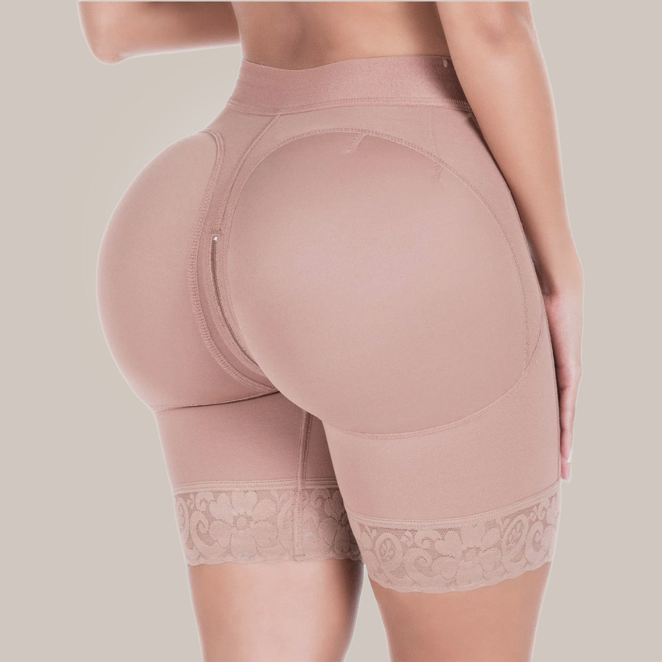 woman wearing butt shaping shorts - twist close up