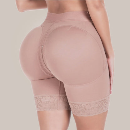 woman wearing butt shaping shorts - twist close up