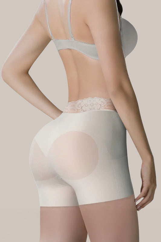 Woman wearing buttlifter shorts - back iew