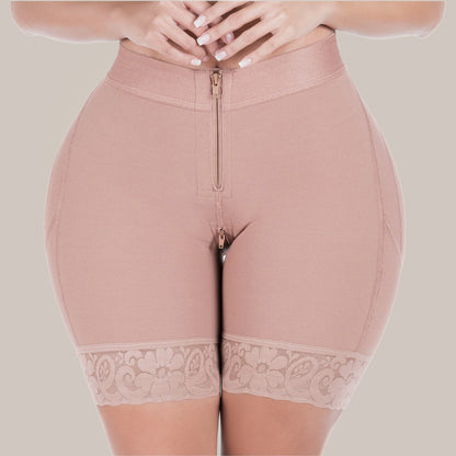 woman wearing butt shaping shorts - front close up