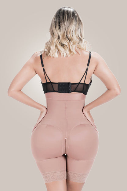 Woman wearing shapewear shorts tummy control - back