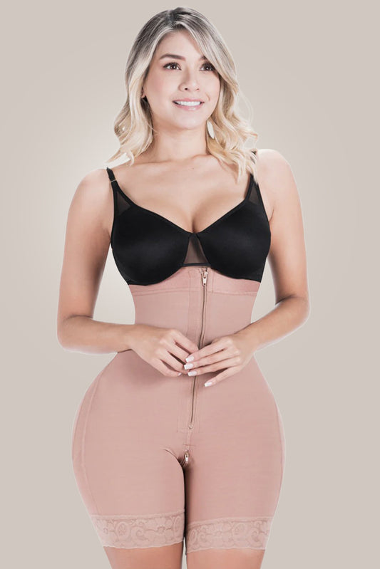 Woman wearing a waist trainer with butt lift - front