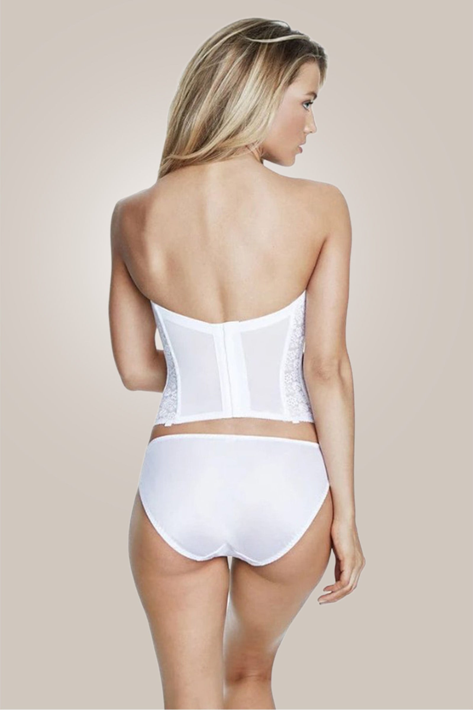 white lace strapless corset - back